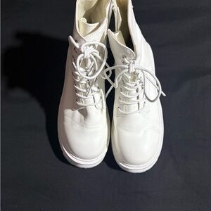 Stylish White Lace-Up Boots